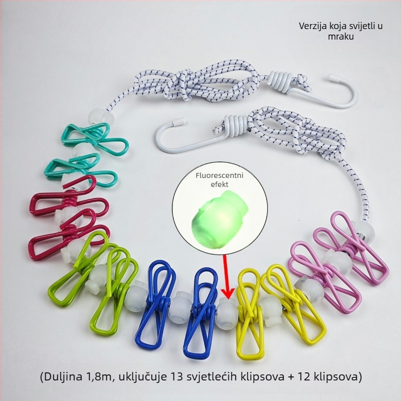 Vješalica za sušenje odjeće – bez bušenja, prijenosna za putovanja, otporna na vjetar, s plastičnim premazom, sklopiva i prilagodljiva duljina