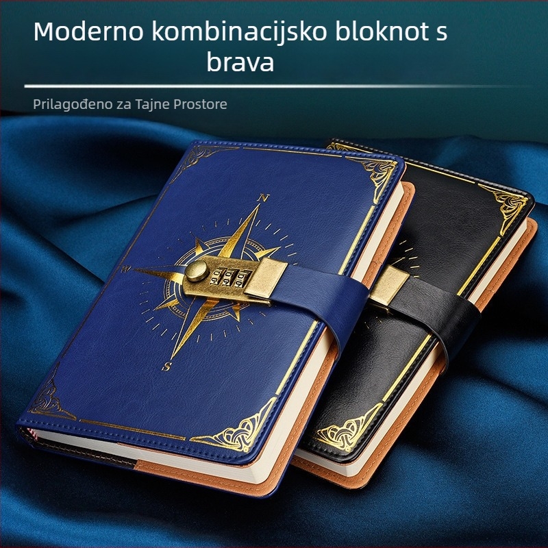 Bilježnica: A5 compass codebook s PU kućištem, konopno šivanje, Forest papir 80 g, 200/100 stranica, kalendar, otisak logotipa, prilagodba dostupna