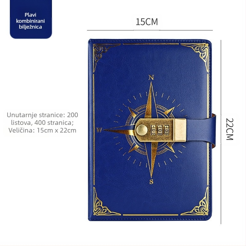 Bilježnica: A5 compass codebook s PU kućištem, konopno šivanje, Forest papir 80 g, 200/100 stranica, kalendar, otisak logotipa, prilagodba dostupna