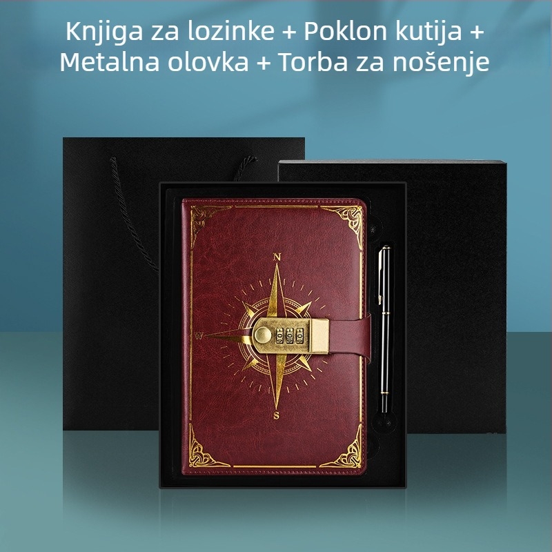 Bilježnica: A5 compass codebook s PU kućištem, konopno šivanje, Forest papir 80 g, 200/100 stranica, kalendar, otisak logotipa, prilagodba dostupna