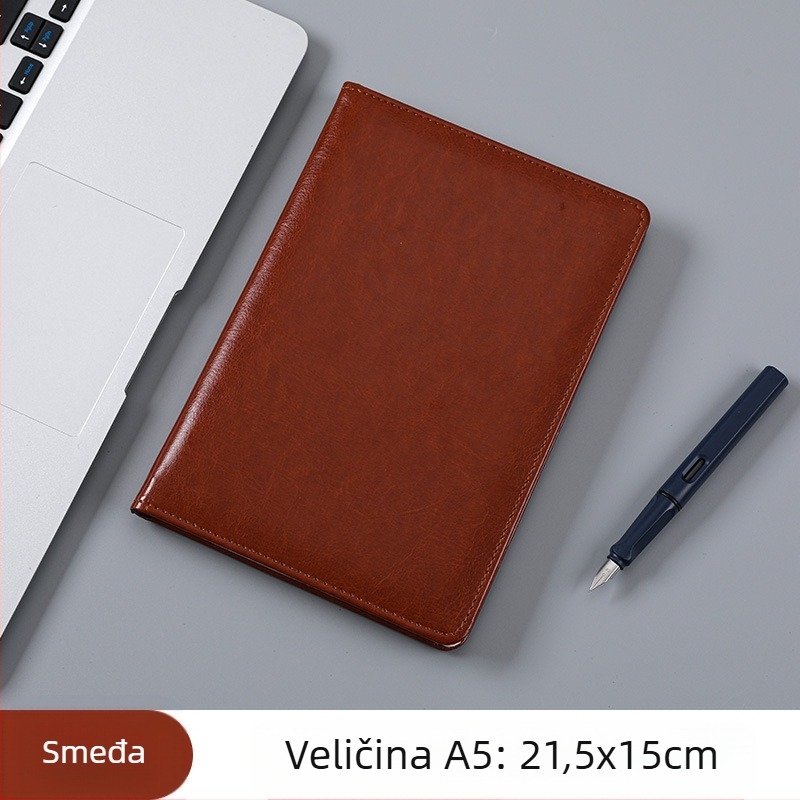 Poslovni bilježnica s PU kožnim koricama, francusko uvezivanje, Dowling papir, 80 g/m²