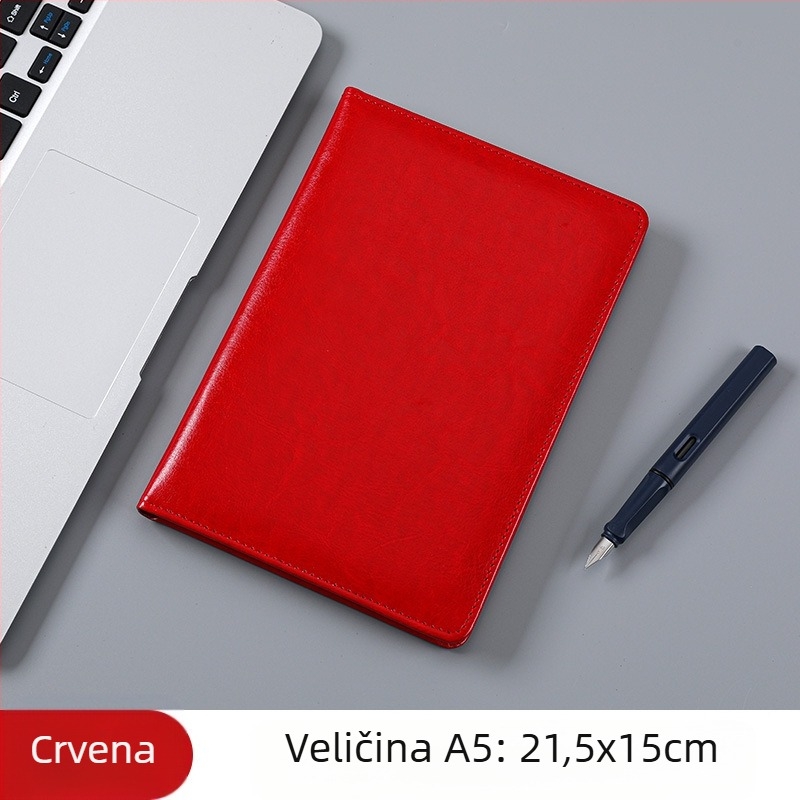 Poslovni bilježnica s PU kožnim koricama, francusko uvezivanje, Dowling papir, 80 g/m²