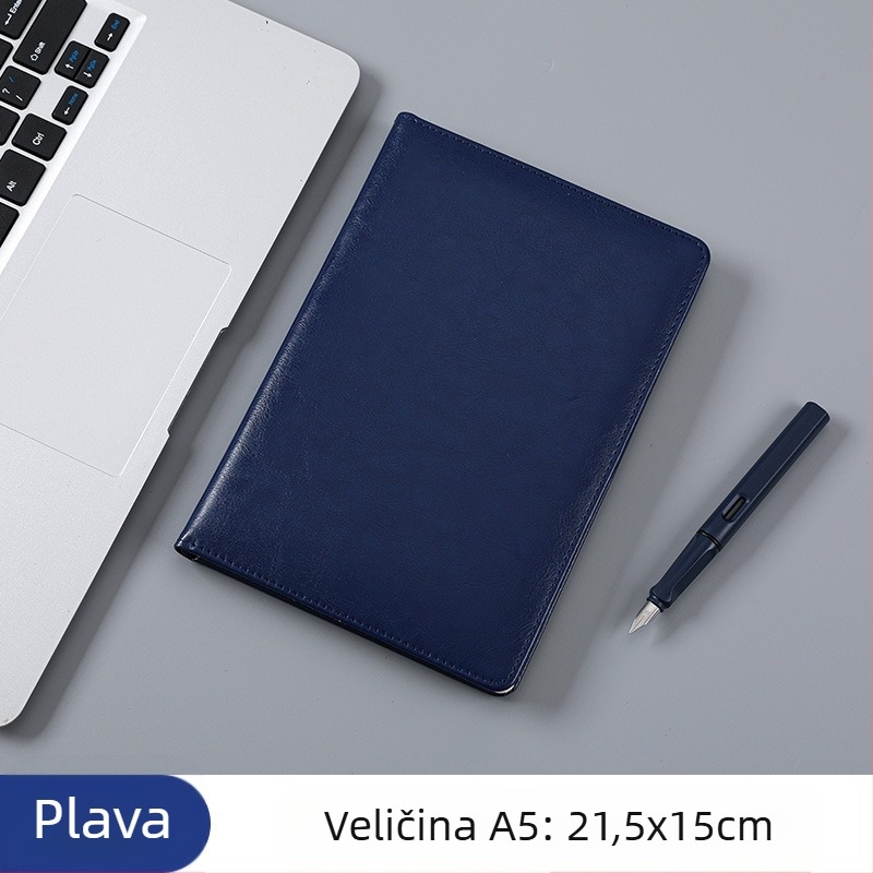 Poslovni bilježnica s PU kožnim koricama, francusko uvezivanje, Dowling papir, 80 g/m²
