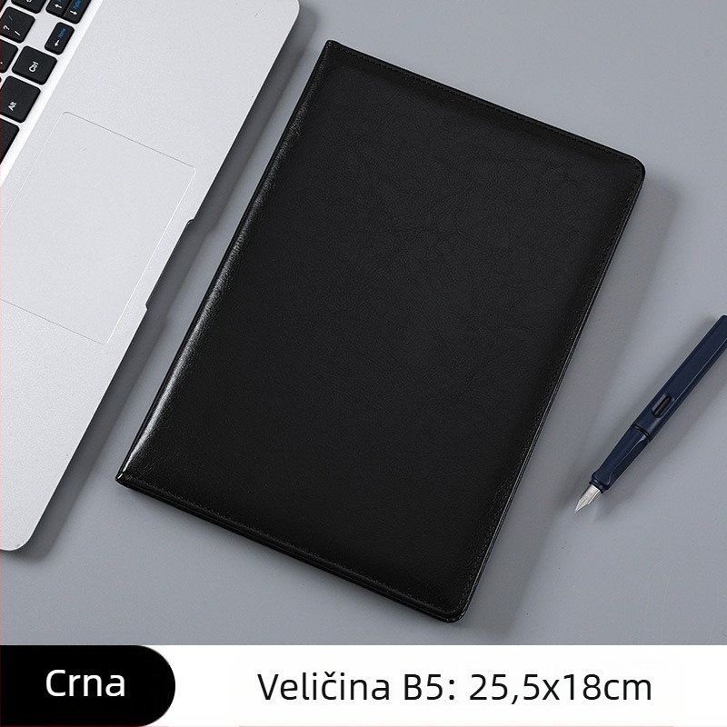 Poslovni bilježnica s PU kožnim koricama, francusko uvezivanje, Dowling papir, 80 g/m²