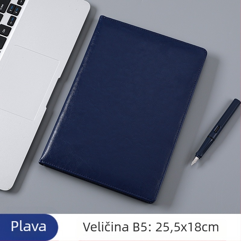 Poslovni bilježnica s PU kožnim koricama, francusko uvezivanje, Dowling papir, 80 g/m²