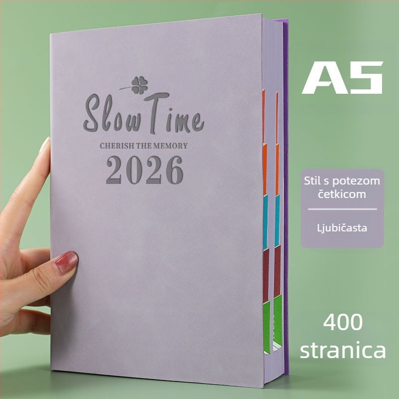 Bilježnica s koricom od imitacijske kože, linijsko povezivanje, Dowling papir, 80 gsm, 300–400 stranica, dnevno planiranje i upravljanje vremenom