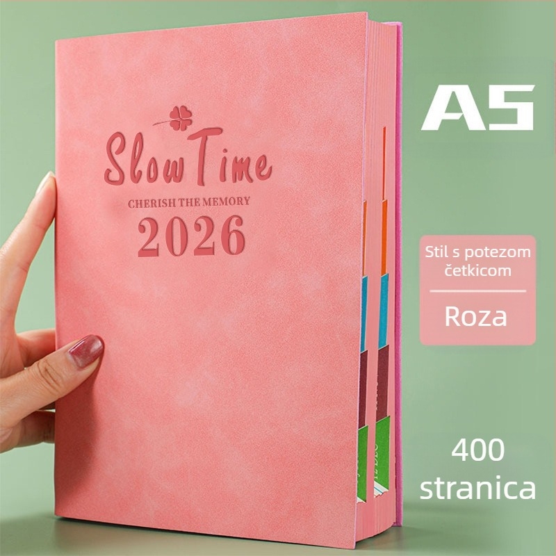 Bilježnica s koricom od imitacijske kože, linijsko povezivanje, Dowling papir, 80 gsm, 300–400 stranica, dnevno planiranje i upravljanje vremenom