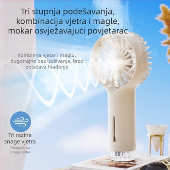 2026 Prijenosni mini ručni ventilator s ovlažavajućim sprejem, za vanjsku upotrebu, USB, 3 brzine