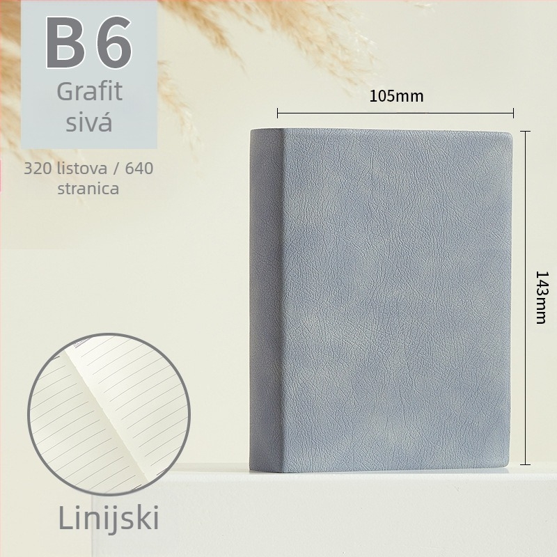 Bilježnica Longe/Langjie s PU korom, linijsko uvezivanje, Dowling papir 80 g/m², 640 stranica, poslovno uredski stil