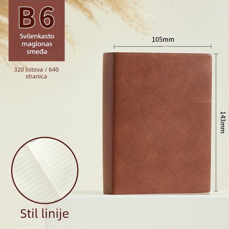 Bilježnica Longe/Langjie s PU korom, linijsko uvezivanje, Dowling papir 80 g/m², 640 stranica, poslovno uredski stil