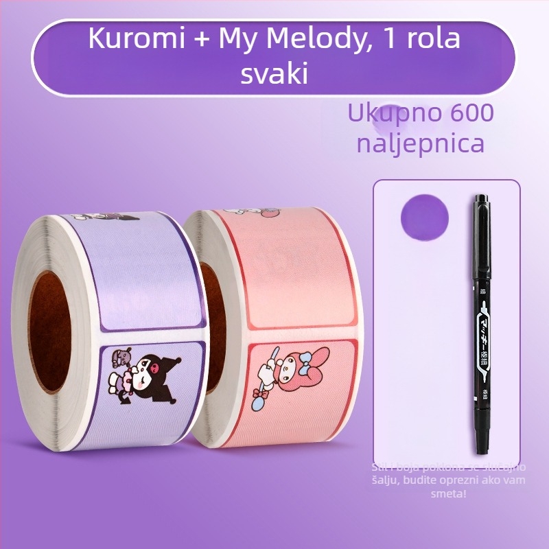 JZXMT-001KMY Ručno pisana naljepnica za imena — rolna naljepnica za razred, 300 naljepnica po stranici