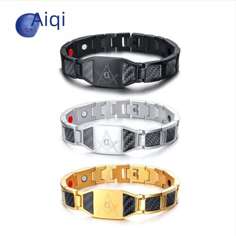 Narukvica od titan čelika s poliranim završnim slojem, muški geometrijski dizajn, dekorativno