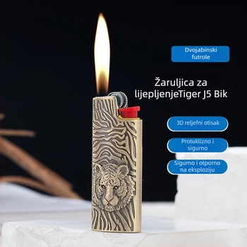 YF922-J5 metalni upaljač s butanom, reljef tigra dizajn, prilagodljiv