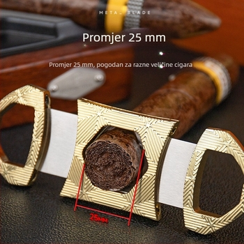 Rezač za cigare s dvostruko oštrim nožem, šesterokutna oštrica, prijenosni metalni dizajn (Materijal: Metal; Oštrica: Cinkov spoj + Nehrđajući čelik; Površina: Elektroplakiranje; Ručno: Da)