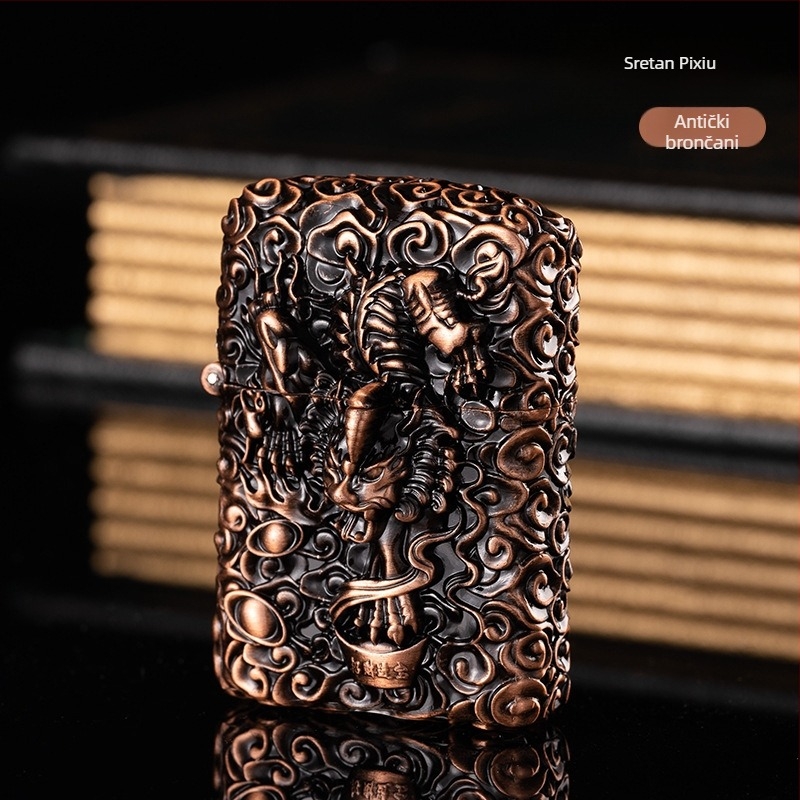 kerosen zapaljivač, metalno kućište, višekratna upotreba, moderni minimalistički stil, bez zaštite od vjetra