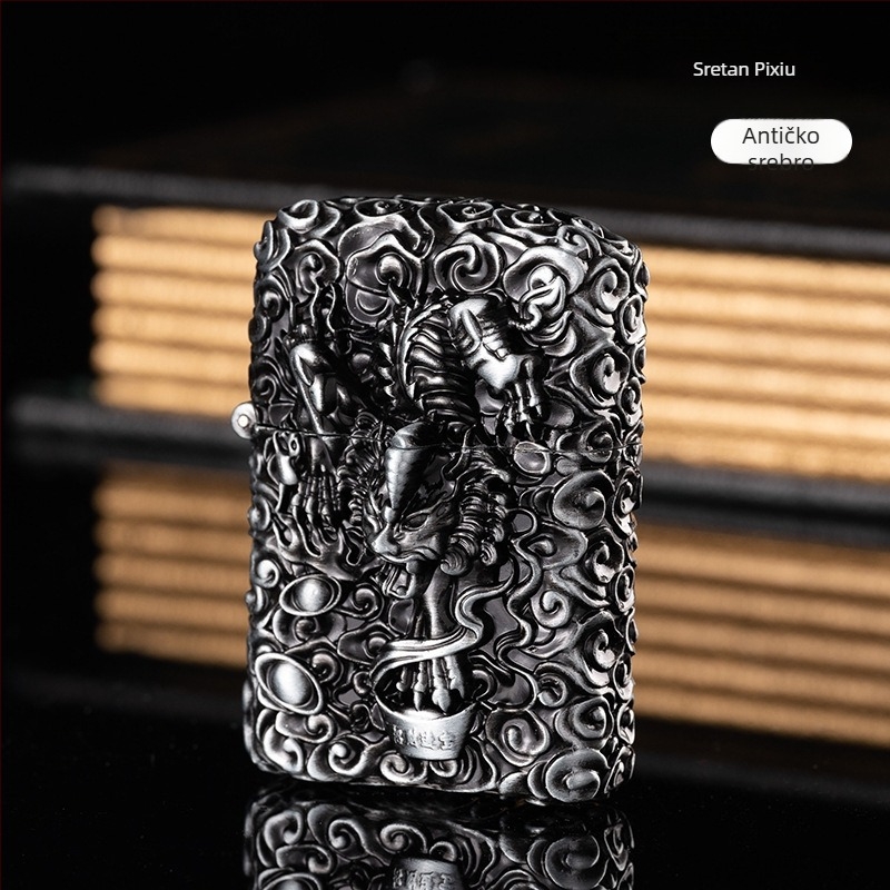 kerosen zapaljivač, metalno kućište, višekratna upotreba, moderni minimalistički stil, bez zaštite od vjetra