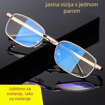 Unisex naočale za čitanje, sklopive, zaštita od plavog svjetla, HD leće od smole, metalni okvir