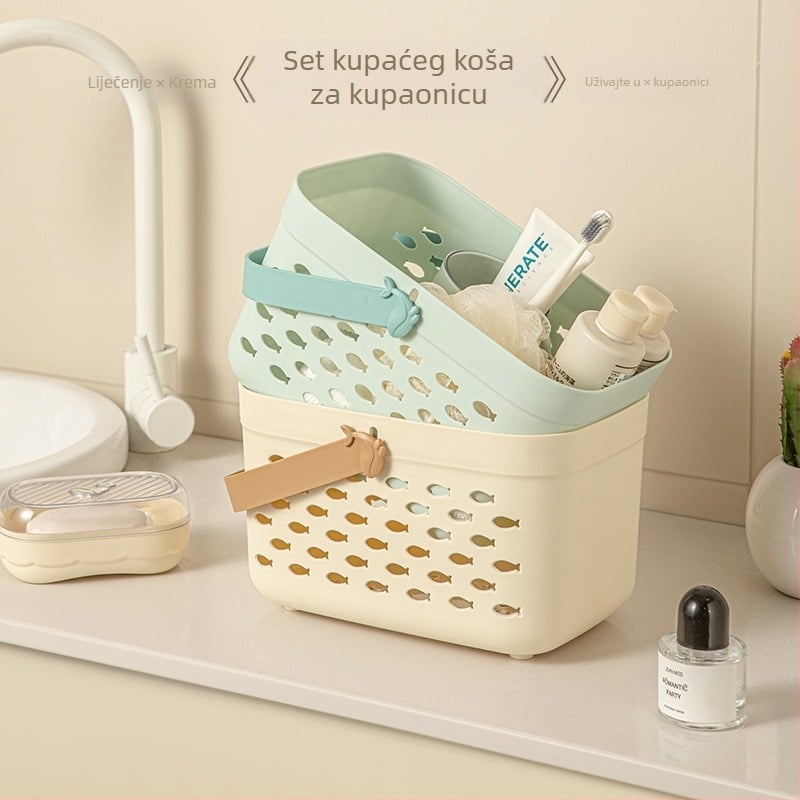 Košarica za kupaonicu za pohranu - Prijenosna PP plastična košarica za kupaonicu, moderni minimalistički stil, brend Hongfeng, izlazak 2024, 60 komada