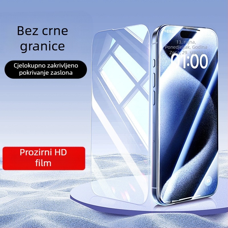 Prednje zaštitno staklo za iPhone 16 seriju — kaljeno staklo, anti-prstni otisci, anti špijunsko, HD mat, potpuno pokrivanje zaslona