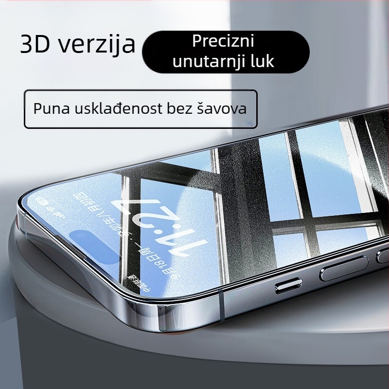 Prednje zaštitno staklo za iPhone 16 seriju — kaljeno staklo, anti-prstni otisci, anti špijunsko, HD mat, potpuno pokrivanje zaslona