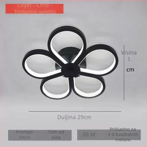 LED stropna svjetiljka s željeznim tijelom i PVC sjenilom, 220V, pokrivenost 5–10 m², pogodna za hodnik i ulaz