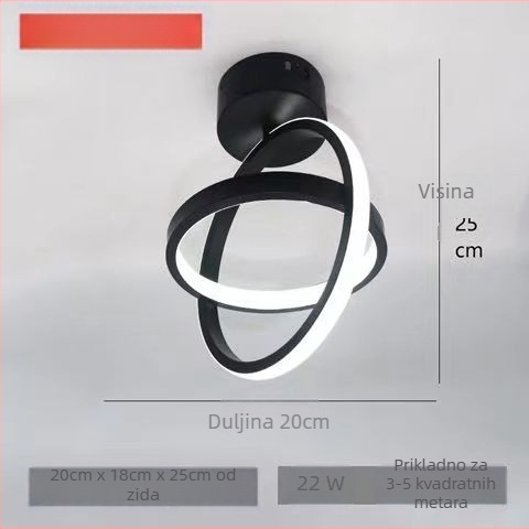 LED stropna svjetiljka s željeznim tijelom i PVC sjenilom, 220V, pokrivenost 5–10 m², pogodna za hodnik i ulaz