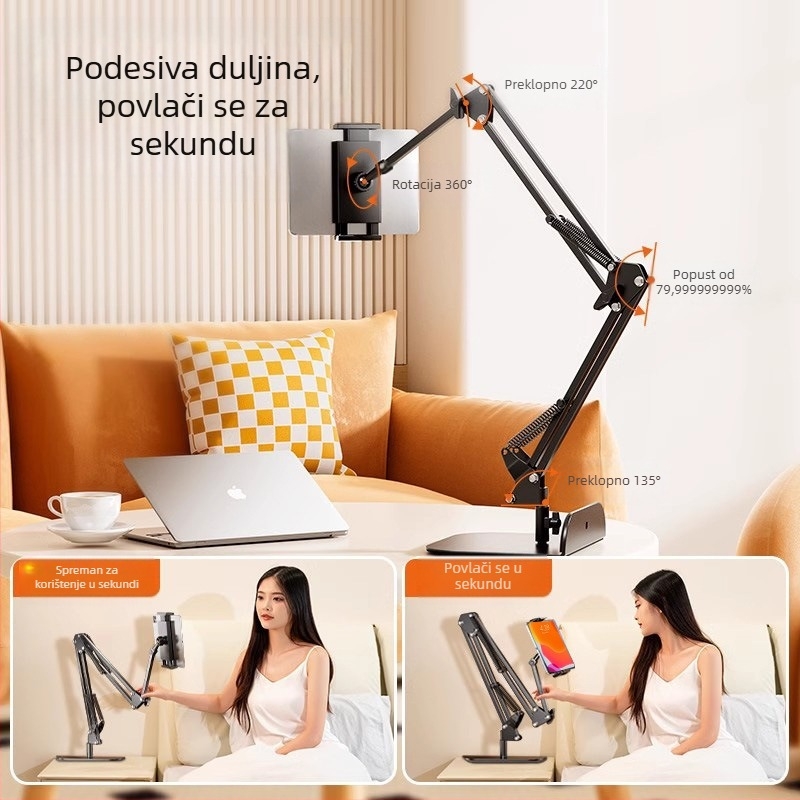 Stolni rotirajući držač za telefon od legura — univerzalna kompatibilnost, cantilever mehanizam, izdanje 2024