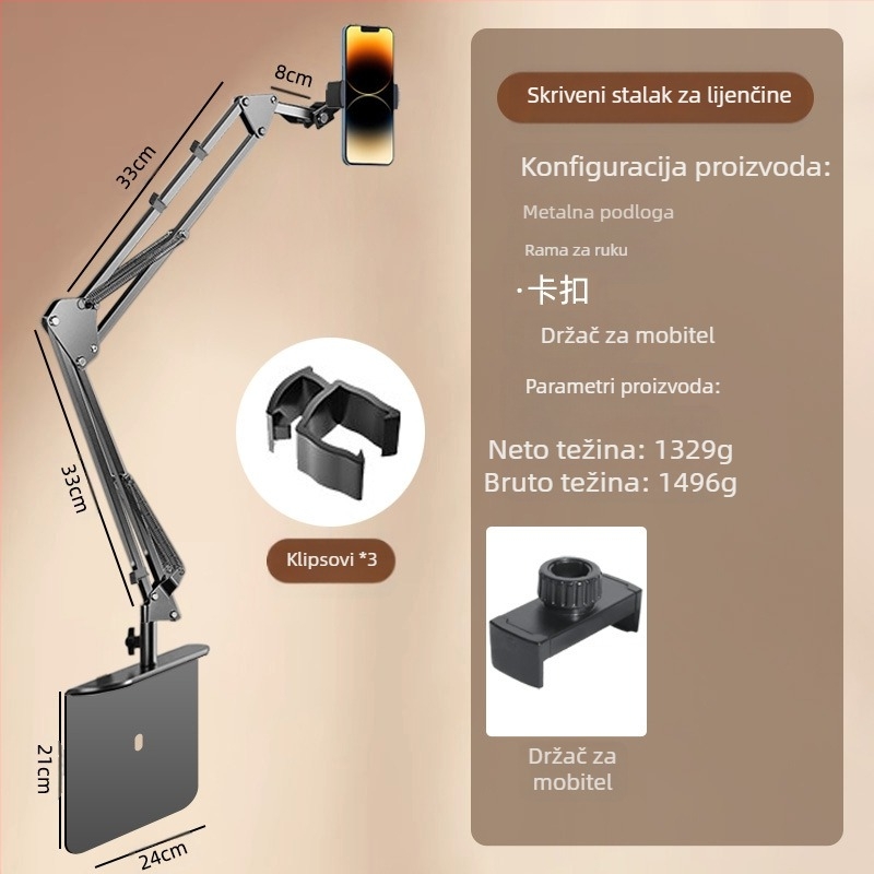 Stolni rotirajući držač za telefon od legura — univerzalna kompatibilnost, cantilever mehanizam, izdanje 2024