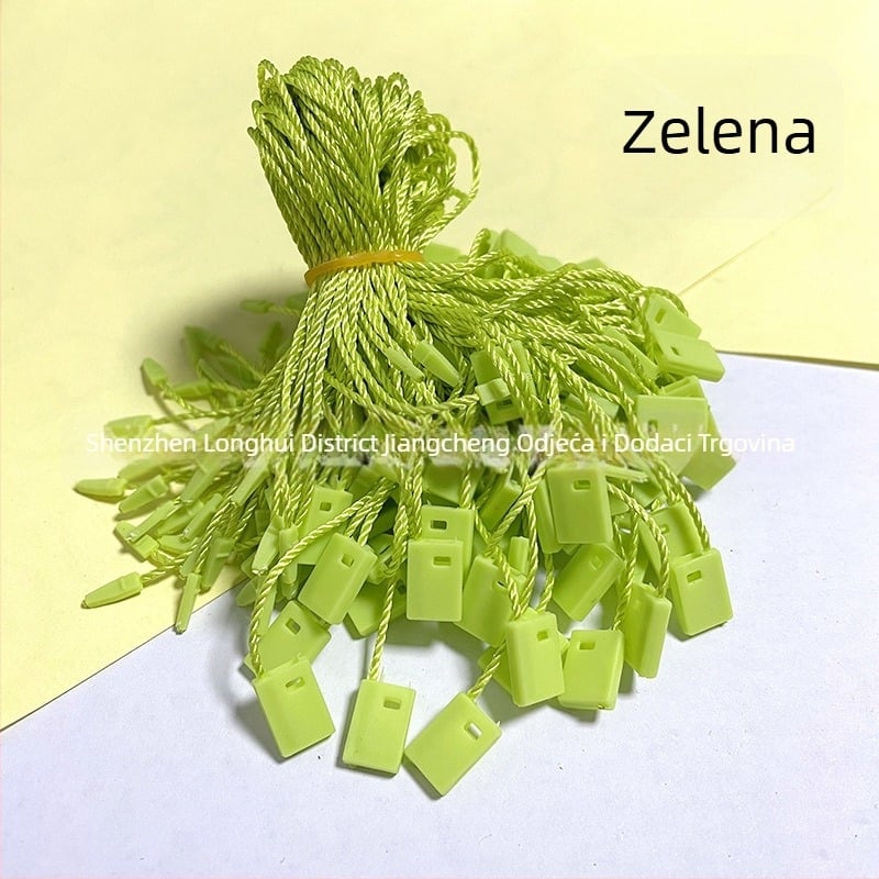 Šnura za oznake odjeće s kvadratnim perlama, poliesterska nit i plastična kopča — višekratno korištenje i prilagodljivo