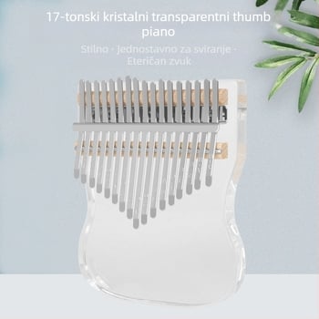 Kalimba s 17 tonova – kristalno prozirna prstna klavijatura za početnike, model KB-06; specifikacije 12×2×15; pakiranje: pladanj