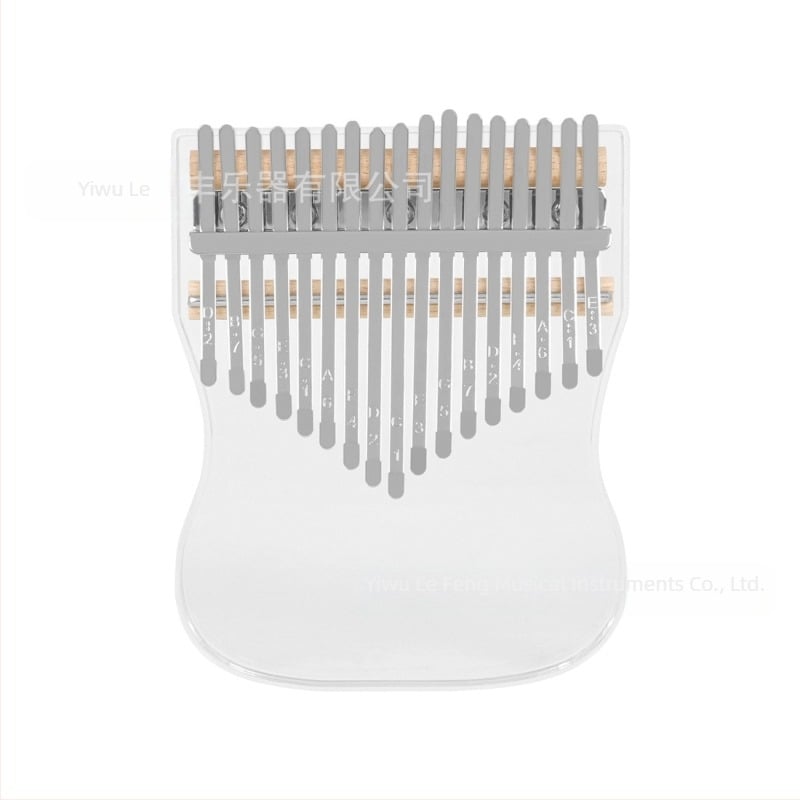 Kalimba s 17 tonova – kristalno prozirna prstna klavijatura za početnike, model KB-06; specifikacije 12×2×15; pakiranje: pladanj