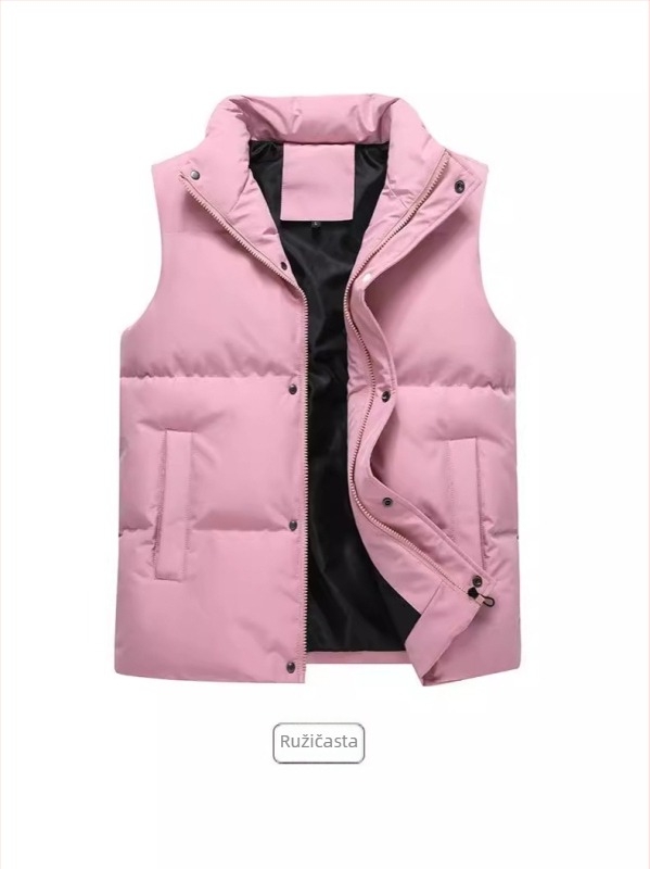 Prsluk bez rukava u korejskom stilu, debeli, udoban kroj, vanjski poliester materijal s poliester podstavom