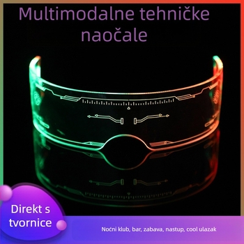LED svjetleće naočale, bez okvira, unisex, punk stil, materijal akril, model tehnoloških svjetlećih naočala, ljetno izdanje 2024
