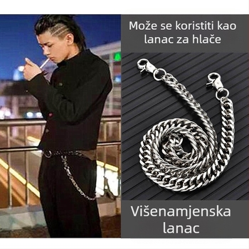 Ogrlica od nehrđajućeg čelika s privjeskom od titan čelika, lanac zmijskog kostiju, retro geometrijski dizajn, težina 0.021