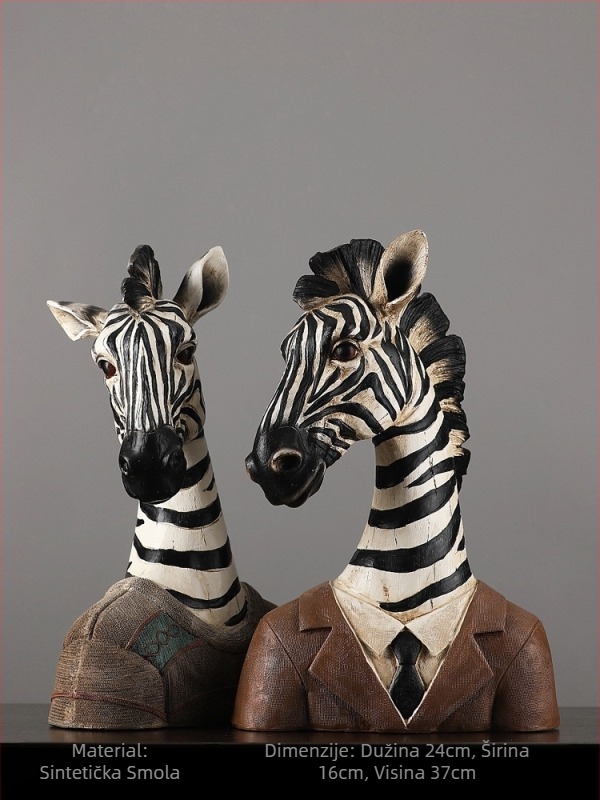 Zebra u nordijskom stilu dekorativna figurica za dnevni boravak, rekvizit za izlog, vintage skulptura od sintetičke smole
