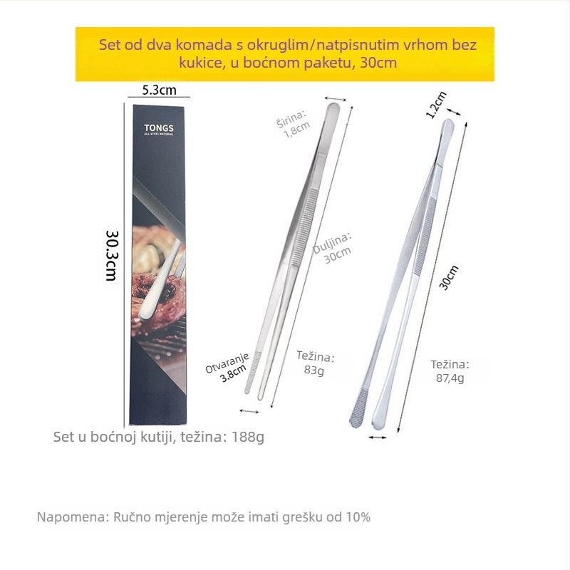 Set klipova za roštilj i pincete od nehrđajućeg čelika 430 — protuklizno, visoko temperaturna otpornost, otpor na koroziju