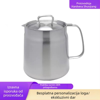 Lonac za filtriranje ulja od nehrđajućeg čelika 304, kuhinjska posuda za skladištenje ulja sa poklopcem i filtrom, za izlijevanje ulja i četkicu za ulje