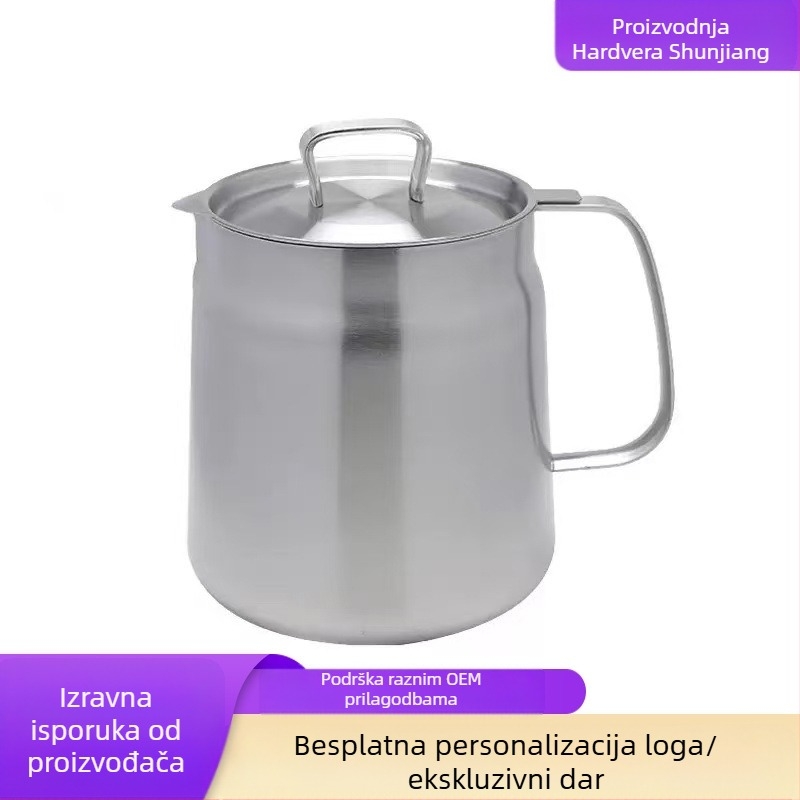 Lonac za filtriranje ulja od nehrđajućeg čelika 304, kuhinjska posuda za skladištenje ulja sa poklopcem i filtrom, za izlijevanje ulja i četkicu za ulje