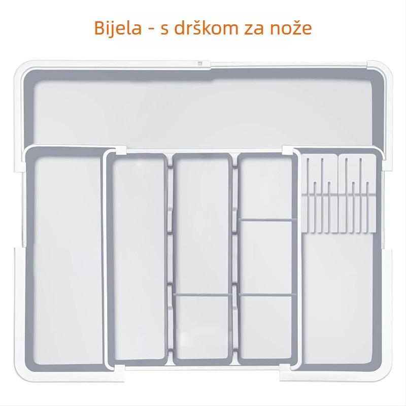 Izvlačni organizator za kuhinjski pribor u ladici — ugrađen, jednostavan i moderan stil, model 8045, PP/ABS