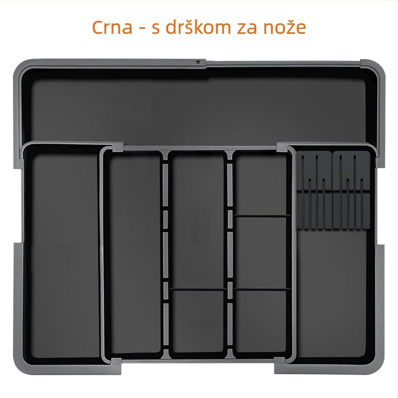 Izvlačni organizator za kuhinjski pribor u ladici — ugrađen, jednostavan i moderan stil, model 8045, PP/ABS
