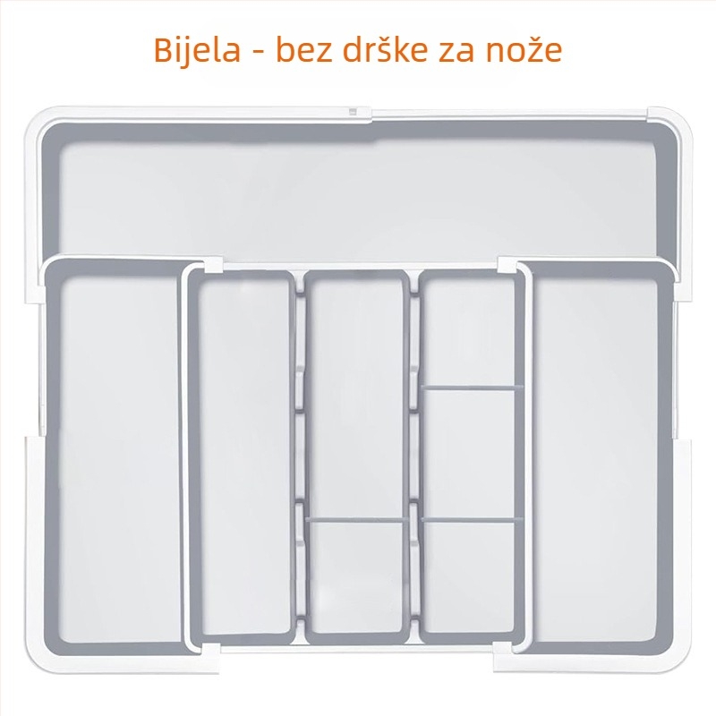 Izvlačni organizator za kuhinjski pribor u ladici — ugrađen, jednostavan i moderan stil, model 8045, PP/ABS