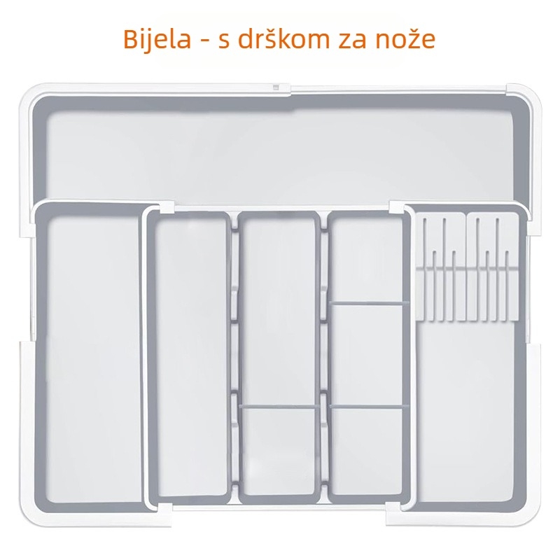Izvlačni organizator za kuhinjski pribor u ladici — ugrađen, jednostavan i moderan stil, model 8045, PP/ABS