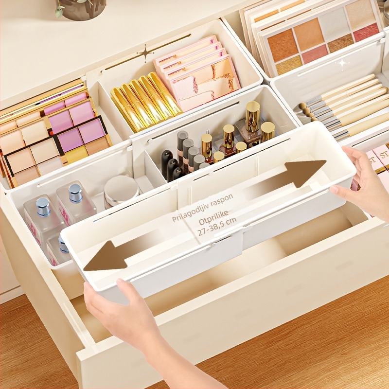 Organizator šminke s dijelovima za ladicu – plastični, 1. razina, stolna pohrana, držač ruža