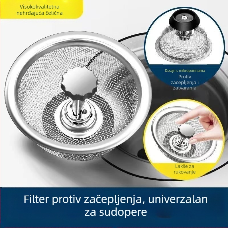Filter za kuhinjsku sudoper od nehrđajućeg čelika — univerzalna kompatibilnost, moderni minimalistički dizajn, model HQ