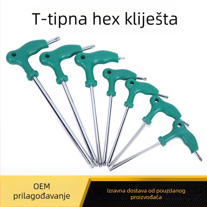 T-tip hex ključ, dvostrani, produžena gumena ručka, šesterokutna glava, 45# čelik