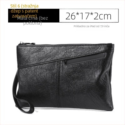 Muški kožni clutch za poslovno putovanje – velika zapremina, prirodna koža, vodootporan, jednobojni uzorak (Stil: Poslovno putovanje; Materijal: Prirodna koža; Funkcija: Vodootporan; Uzorak: Jednobojan)