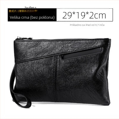 Muški kožni clutch za poslovno putovanje – velika zapremina, prirodna koža, vodootporan, jednobojni uzorak (Stil: Poslovno putovanje; Materijal: Prirodna koža; Funkcija: Vodootporan; Uzorak: Jednobojan)