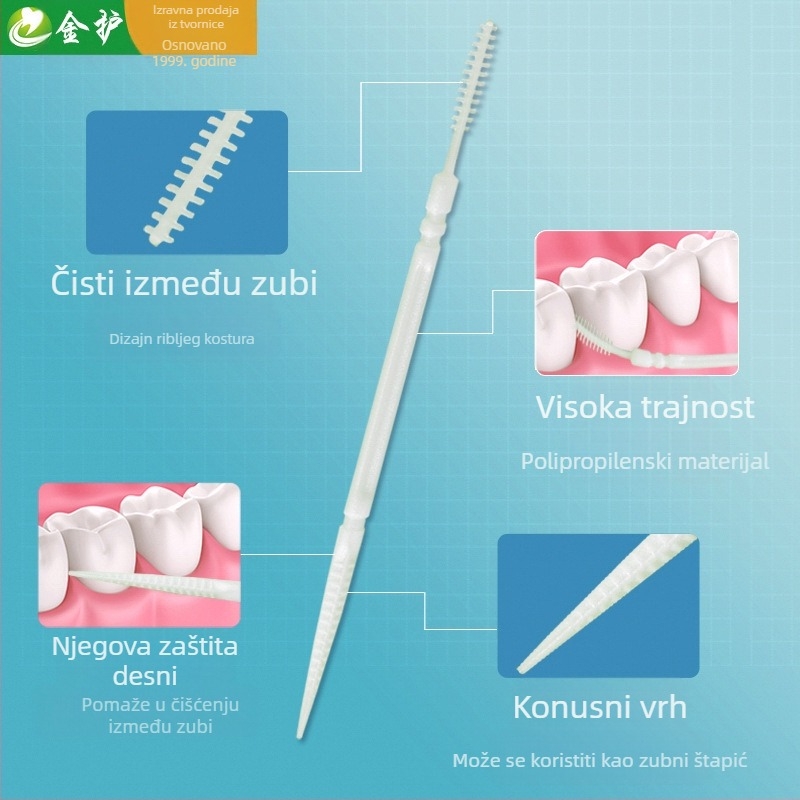 Dvostrano glave plastične zobne špatule u obliku riblje kosti, jednokratne, prehrambeni PP, 200–300 komada, 96 boca u paketu, Toothguard/Gold Guard