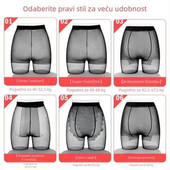 Ženske ultra-tanke hulahopke za oblikovanje i zaštitu od trenja, Core-spun vlakno, najlon 70–80%