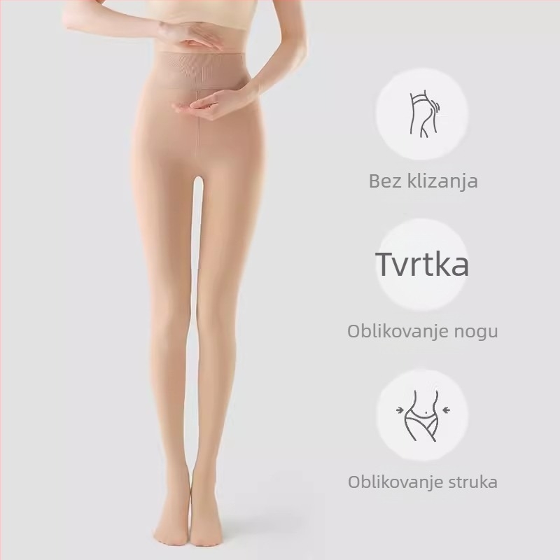 500 g devetbodnih čarapa s nogama, visokim strukom, najlon, efekt golih nogu, fleece podstava i debeli